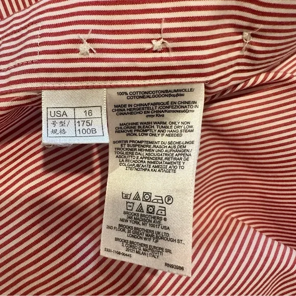 Brooks Brothers Red and White Striped Dress Shirt Regent Original Polo Shirt - Picture 6 of 7